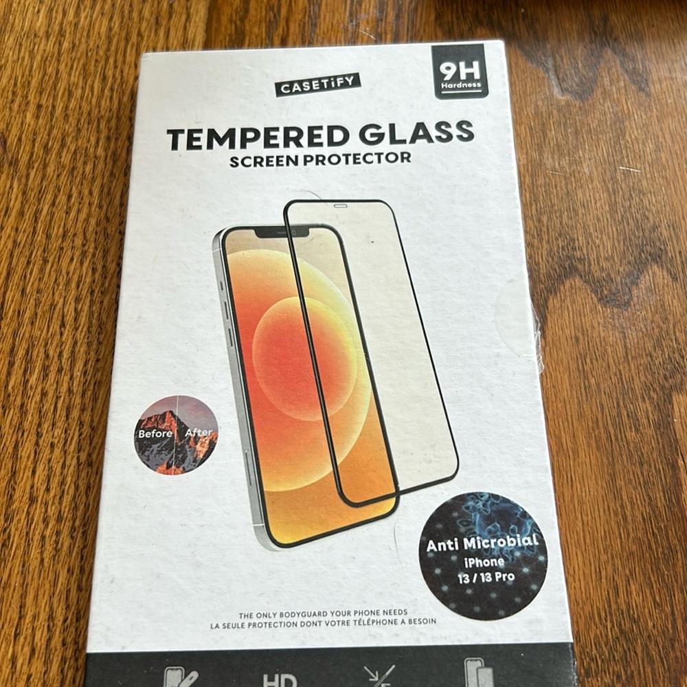 Casetify IPhone 13 Tempered glass screen protector. Brand New, never used.